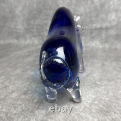 Vintage Murano Glass Bull Large Figurine Blue 9 x 6