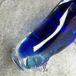 Vintage Murano Glass Bull Large Figurine Blue 9 x 6