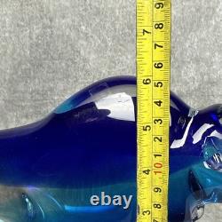 Vintage Murano Glass Bull Large Figurine Blue 9 x 6