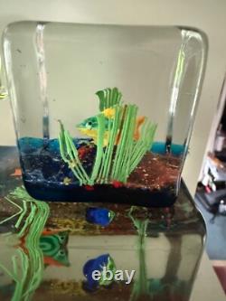 Vintage Murano Glass Candese Aquarium Block