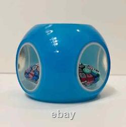 Vintage Murano Glass Cased Faceted Millefiori Cube Paperweight-Silver-Exc Cond