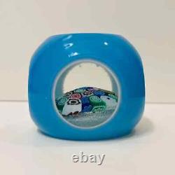 Vintage Murano Glass Cased Faceted Millefiori Cube Paperweight-Silver-Exc Cond