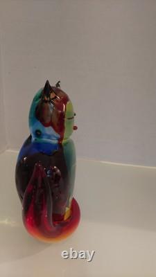 Vintage Murano Glass Cat Paperweight Sculpture Mario Costantini Italy 8 1/4