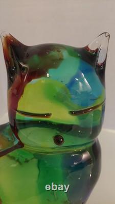 Vintage Murano Glass Cat Paperweight Sculpture Mario Costantini Italy 8 1/4