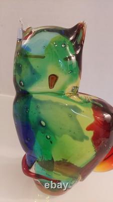 Vintage Murano Glass Cat Paperweight Sculpture Mario Costantini Italy 8 1/4