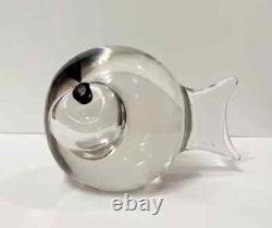 Vintage Murano Glass Cenedese Fish Purple Eyes Glows Excellent Condition