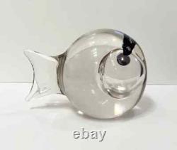Vintage Murano Glass Cenedese Fish Purple Eyes Glows Excellent Condition