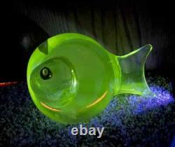 Vintage Murano Glass Cenedese Fish Purple Eyes Glows Excellent Condition