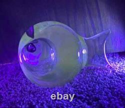 Vintage Murano Glass Cenedese Fish Purple Eyes Glows Excellent Condition