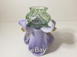 Vintage Murano Glass Chandelier Shade Violet Iris Flower Lighting Supply Part