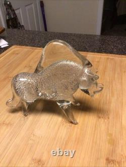 Vintage Murano Glass Charging Bull Silver Adventuring