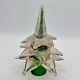 Vintage Murano Glass Christmas Tree Green Gold And Silver Flakes 9 Heavy Signed