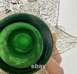 Vintage Murano Glass Christmas Tree Green Gold And Silver Flakes 9 Heavy Signed