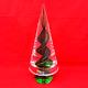 Vintage Murano Glass Christmas Tree Green & Gold Swirl Figurine Decor 8.75 H