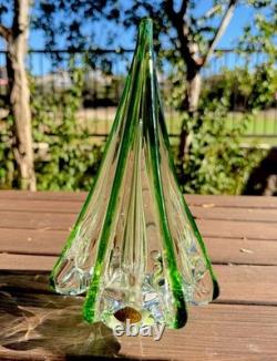 Vintage Murano Glass Christmas Tree Green Tips Original Sticker