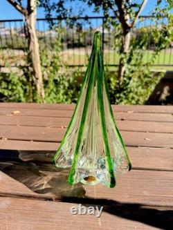 Vintage Murano Glass Christmas Tree Green Tips Original Sticker