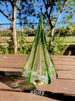 Vintage Murano Glass Christmas Tree Green Tips Original Sticker