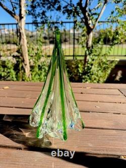Vintage Murano Glass Christmas Tree Green Tips Original Sticker