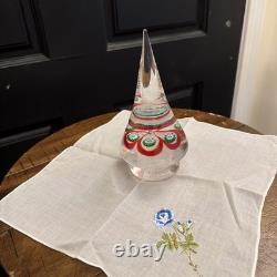 Vintage Murano Glass Christmas Tree Red Green White Inside 3 x 6.25