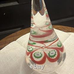 Vintage Murano Glass Christmas Tree Red Green White Inside 3 x 6.25