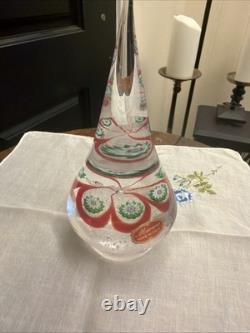 Vintage Murano Glass Christmas Tree Red Green White Inside 3 x 6.25