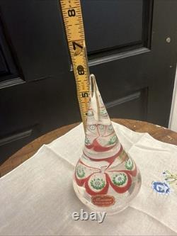 Vintage Murano Glass Christmas Tree Red Green White Inside 3 x 6.25