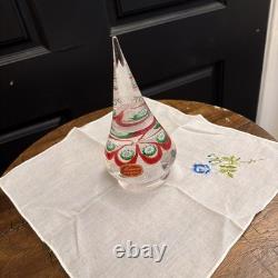 Vintage Murano Glass Christmas Tree Red Green White Inside 3 x 6.25