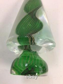Vintage Murano Glass Christmas Tree Swirl Green/Gold