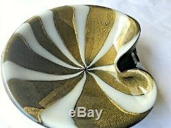 Vintage Murano Glass Circus Tent Barbini Rays Gold Swirl Cigar Ashtray Bowl