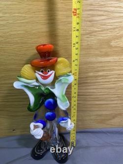 Vintage Murano Glass Clown 10 Red Hat Bottle In Hand Great Condition