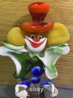 Vintage Murano Glass Clown 10 Red Hat Bottle In Hand Great Condition