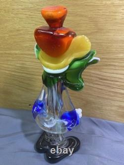 Vintage Murano Glass Clown 10 Red Hat Bottle In Hand Great Condition