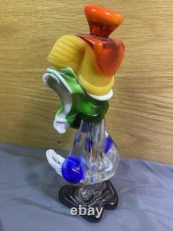 Vintage Murano Glass Clown 10 Red Hat Bottle In Hand Great Condition