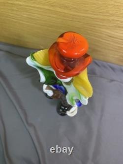 Vintage Murano Glass Clown 10 Red Hat Bottle In Hand Great Condition