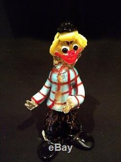 Vintage Murano Glass Clown, Alfredo Barbini Figure