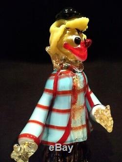 Vintage Murano Glass Clown, Alfredo Barbini Figure