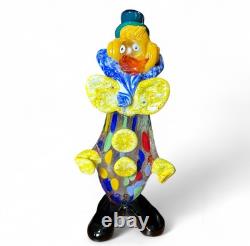 Vintage Murano Glass Clown Figure 9 Tall Yellow Buttons
