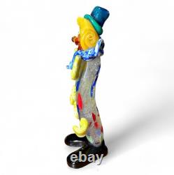 Vintage Murano Glass Clown Figure 9 Tall Yellow Buttons