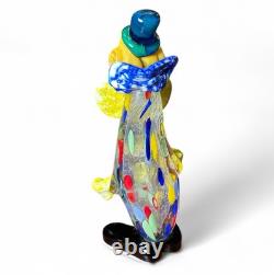Vintage Murano Glass Clown Figure 9 Tall Yellow Buttons