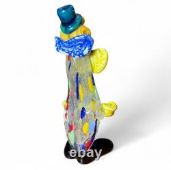 Vintage Murano Glass Clown Figure 9 Tall Yellow Buttons