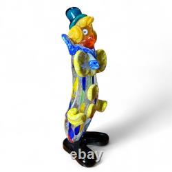 Vintage Murano Glass Clown Figure 9 Tall Yellow Buttons