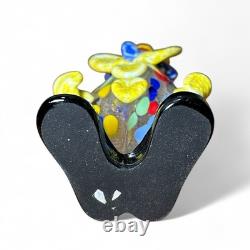 Vintage Murano Glass Clown Figure 9 Tall Yellow Buttons