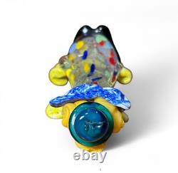 Vintage Murano Glass Clown Figure 9 Tall Yellow Buttons