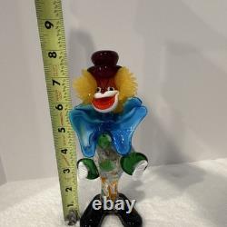 Vintage Murano Glass Clown Figurine 9-inch Italian Art