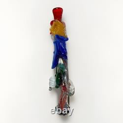Vintage Murano Glass Clown Figurine Red Hat Accordion Musical Decor Collectible
