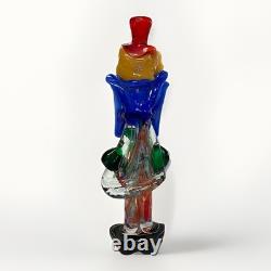 Vintage Murano Glass Clown Figurine Red Hat Accordion Musical Decor Collectible