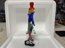 Vintage Murano Glass Clown Figurine Red Hat Accordion Musical Decor Collectible