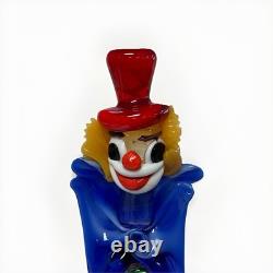 Vintage Murano Glass Clown Figurine Red Hat Accordion Musical Decor Collectible