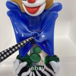 Vintage Murano Glass Clown Figurine Red Hat Accordion Musical Decor Collectible