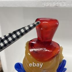 Vintage Murano Glass Clown Figurine Red Hat Accordion Musical Decor Collectible